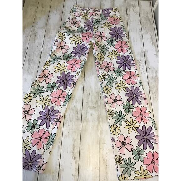 Hippie Boho Cottage core HIGH RISE Floral denim flare jeans Small - Picture 4 of 9